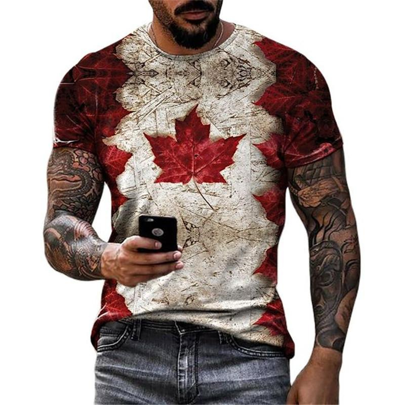 Retro Canada Flag T-shirt 3D P - Street Fashion Canada recension och pris