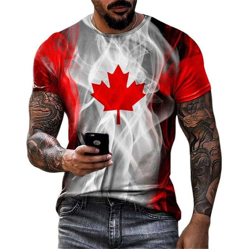 Retro Canada Flag T-shirt 3D P - Street Fashion Canada recension och pris