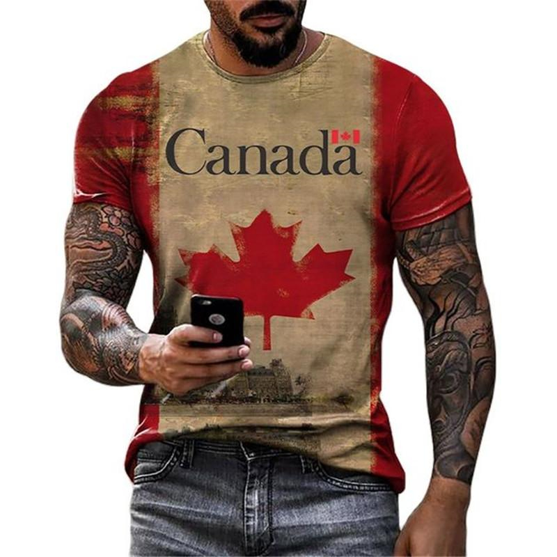 Retro Canada Flag T-shirt 3D P - Street Fashion Canada recension och pris