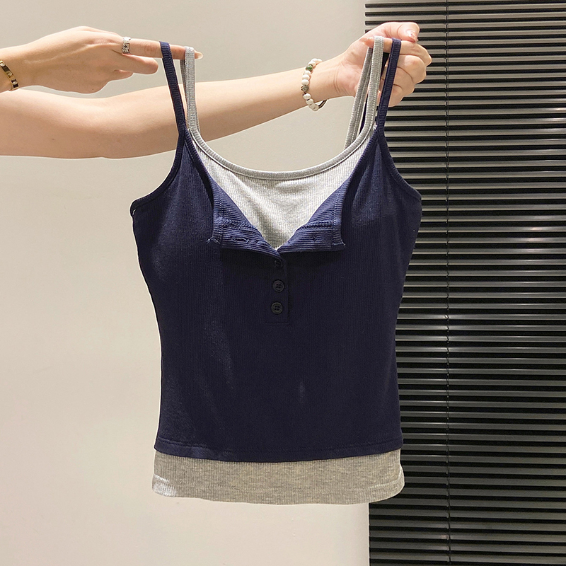 Fashion Fake Two Piece Camisol - Street Fashion Korean Girl recension och pris