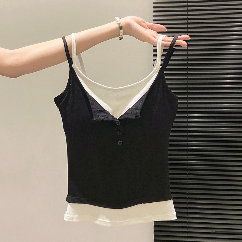 Fashion Fake Two Piece Camisol - Street Fashion Korean Girl recension och pris