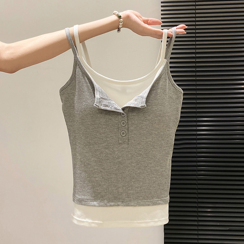 Fashion Fake Two Piece Camisol - Street Fashion Korean Girl recension och pris