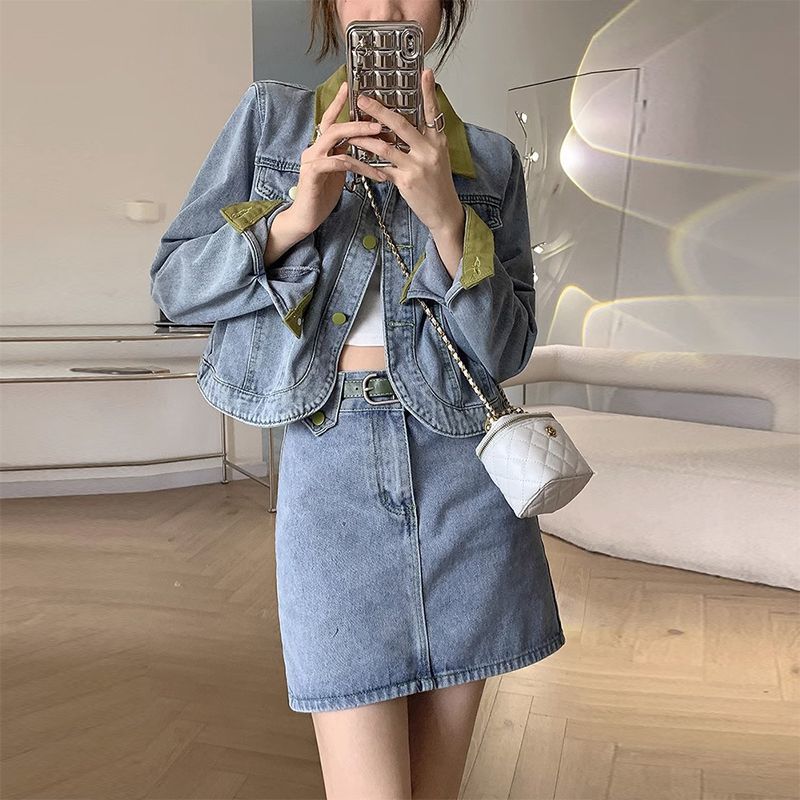 Denim Coats Mini Skirts Two Pi - Street Fashion Jeans Women recension och pris