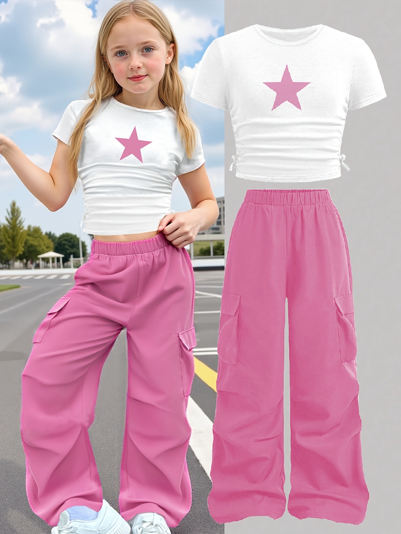 Trendy Girls 2Pcs Co-Ord, Whit - Street Fashion Co recension och pris