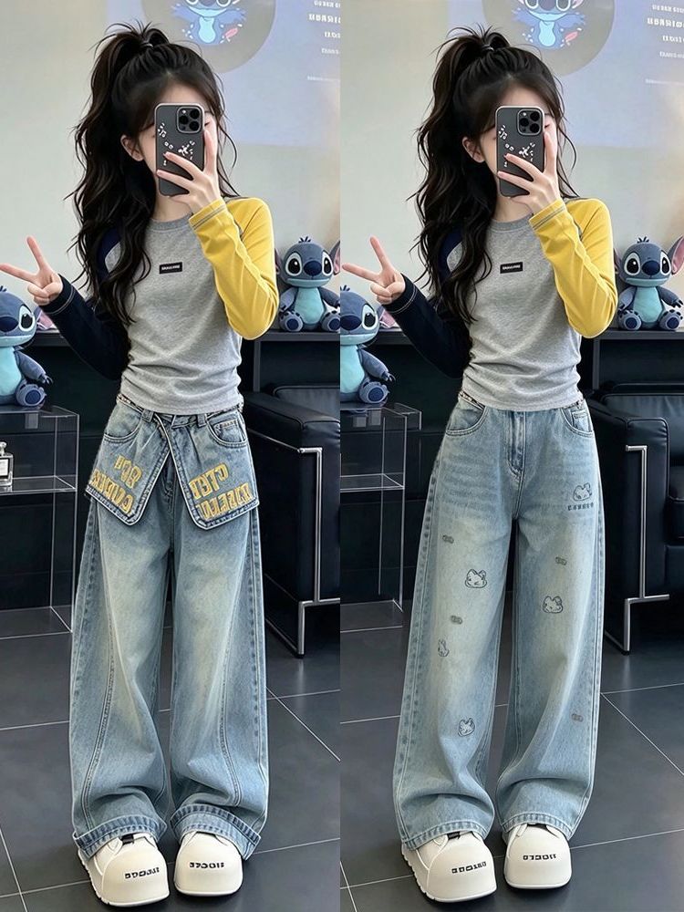 Girls Casual Long Sleeve Denim - Street Fashion Korean Girl recension och pris