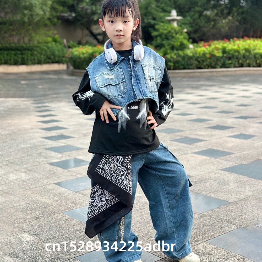 Kid Hip Hop Clothing Denim Blu - Street Fashion Jeans Women recension och pris